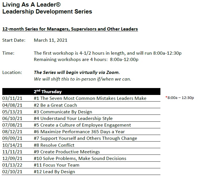 Leadership Development Series K11 Dates